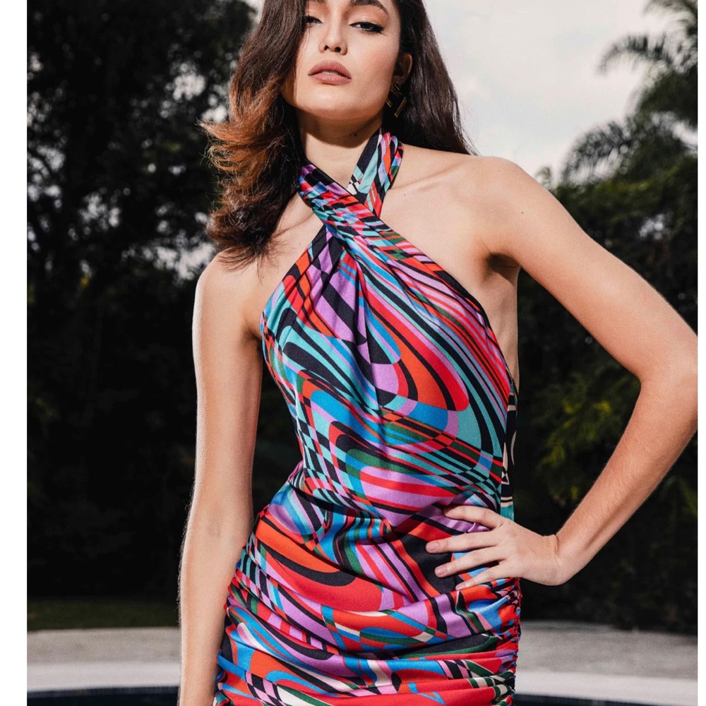 PSICODELIA BACKLESS MINI DRESS - PATBO